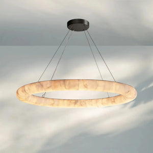 Rivaga Lisse Alabaster Round Chandelier 31" 41" 61"D-61"-Bronze-