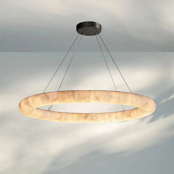 Rivaga Lisse Alabaster Round Chandelier 31" 41" 61"D-61"-Bronze-