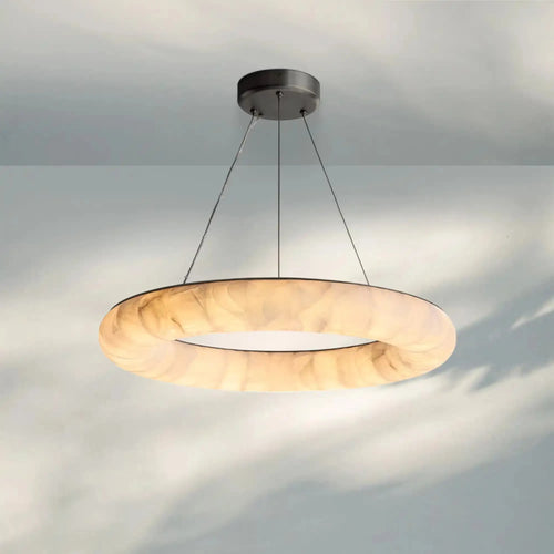 Rivaga Lisse Alabaster Round Chandelier 31" 41" 61"D-31"-Bronze-