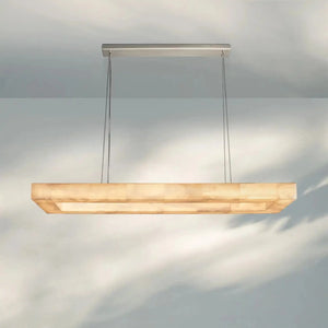 Rivaga Rectangular Calcite Chandelier 54"72"-54''-Satin Nickel-