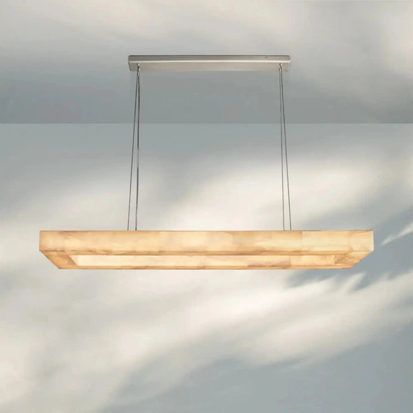 Rivaga Rectangular Calcite Chandelier 54"72"-54''-Satin Nickel-
