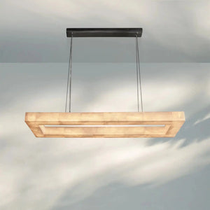 Rivaga Rectangular Calcite Chandelier 54"72"-54''-Matte Black-