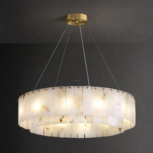 Rock Alabaster Chandelier 23.6" 31.4"-31.4" x H 59"/ Dia 80cm x H 150cm-Brass & White Alabaster-Arialamps