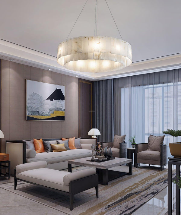 Rock Alabaster Chandelier 23.6" 31.4"-Arialamps