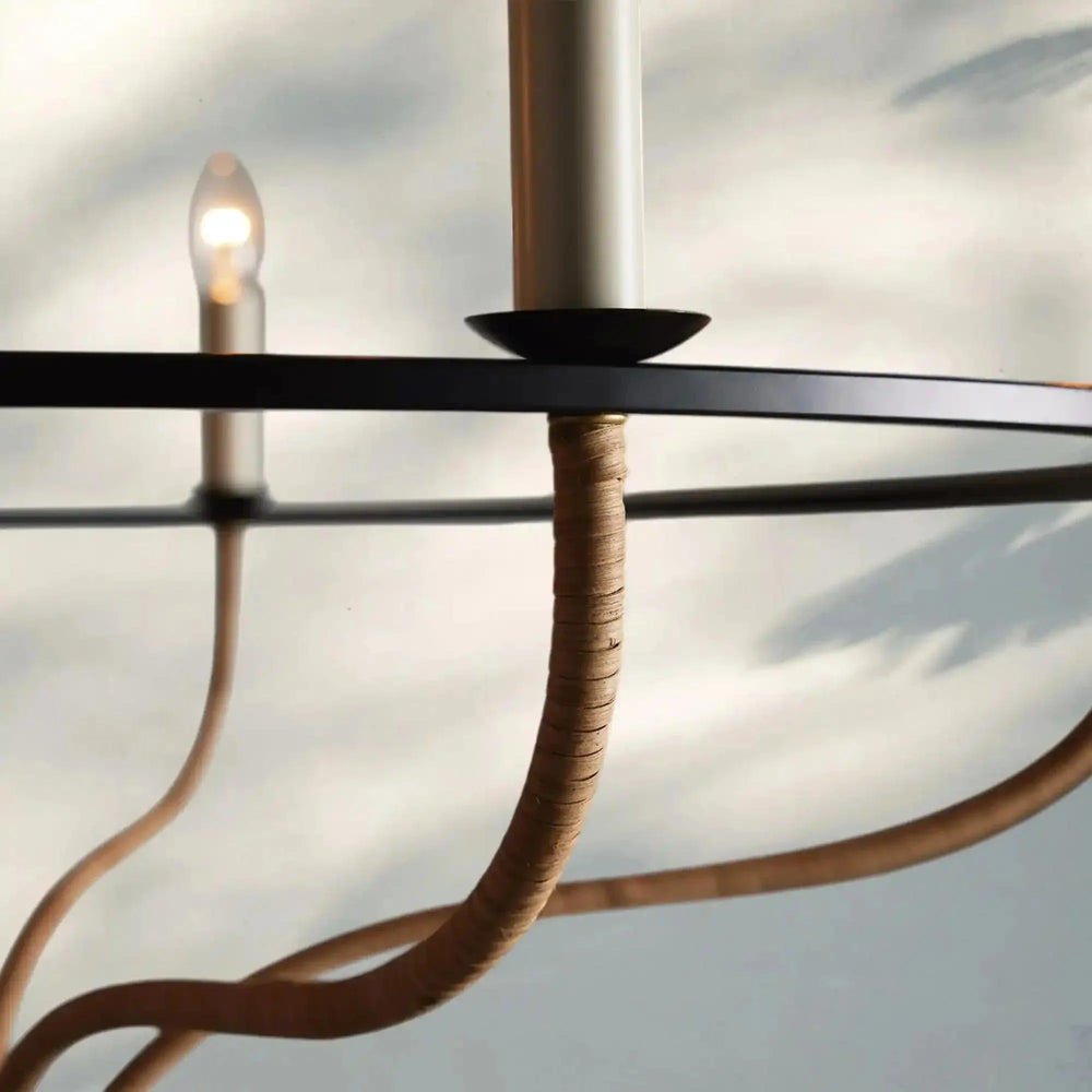 Rosalind Rattan Chandelier in Black - Arialamps