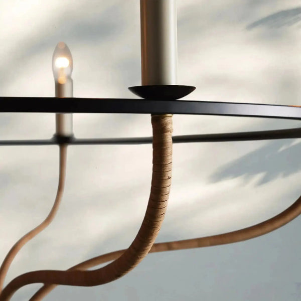 Rosalind Rattan Chandelier in Black - Arialamps