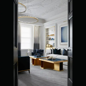 Round Modern Chandelier Brass & Clear Geode Quartz Crystal Hanging Light - Arialamps