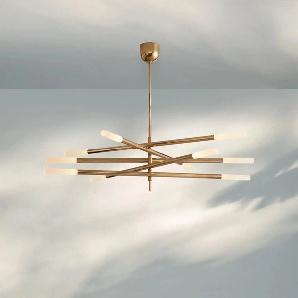 Roussea Grande 8/10-Light Articulating Chandelier-10-Light-Lacquered Burnished Brass-Etched crystal