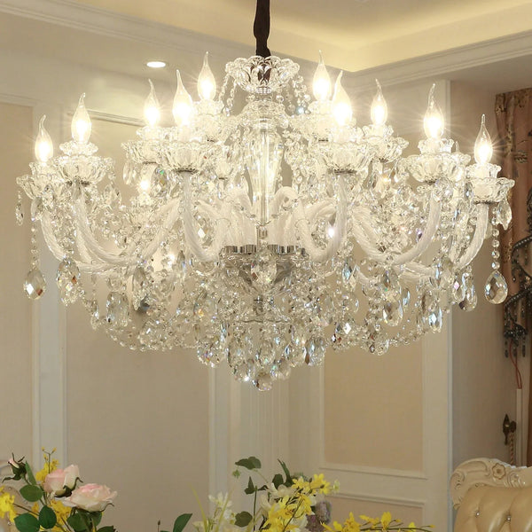 Rustic Antique European Candle Crystal Chandelier Popular Farmhouse Ceiling Light Fixture For Living Room - Arialamps