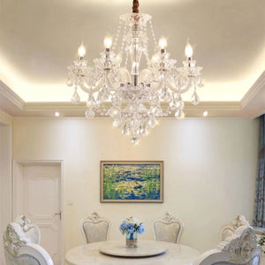 Rustic Antique European Candle Crystal Chandelier Popular Farmhouse Ceiling Light Fixture For Living Room - Arialamps