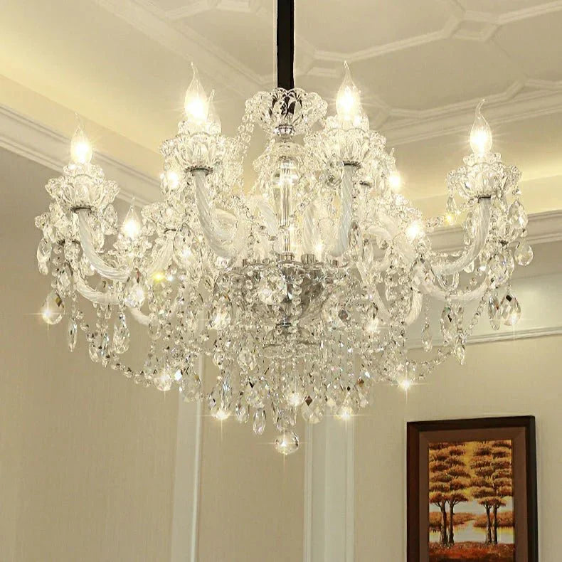 Rustic Antique European Candle Crystal Chandelier Popular Farmhouse Ceiling Light Fixture For Living Room - Arialamps