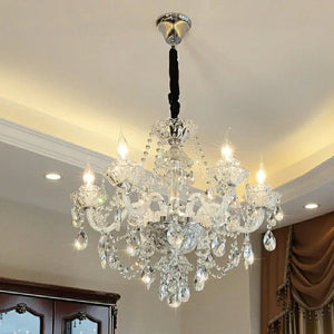 Rustic Antique European Candle Crystal Chandelier Popular Farmhouse Ceiling Light Fixture For Living Room - Arialamps