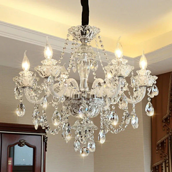 Rustic Antique European Candle Crystal Chandelier Popular Farmhouse Ceiling Light Fixture For Living Room - Arialamps