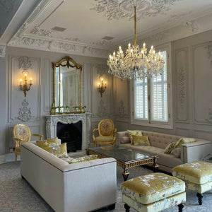 Rustic Antique European Candle Crystal Chandelier Popular Farmhouse Ceiling Light Fixture For Living Room - Arialamps