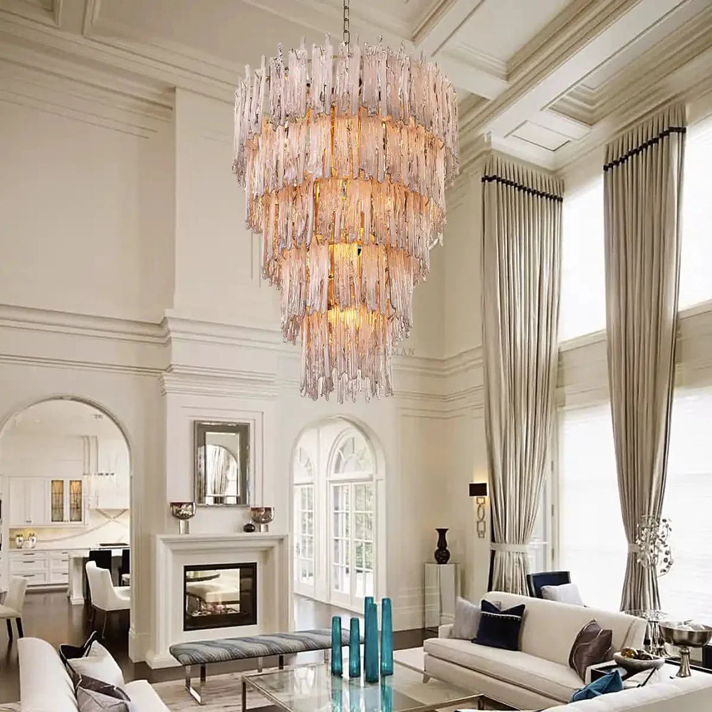 Saint Roch Modern Glass Chandelier Brass & Glass - Arialamps