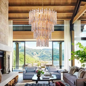Saint Roch Modern Glass Chandelier Brass & Glass - Arialamps