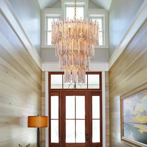Saint Roch Modern Glass Chandelier Brass & Glass - Arialamps