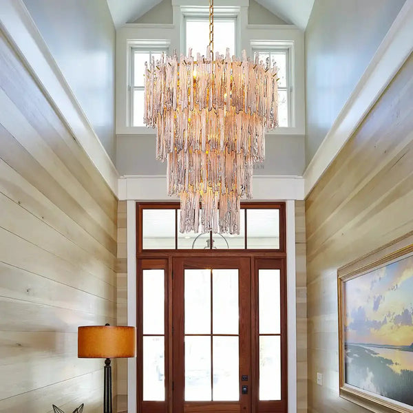 Saint Roch Modern Glass Chandelier Brass & Glass - Arialamps