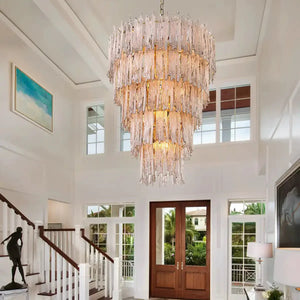 Saint Roch Modern Glass Chandelier Brass & Glass - Arialamps