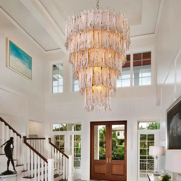 Saint Roch Modern Glass Chandelier Brass & Glass - Arialamps