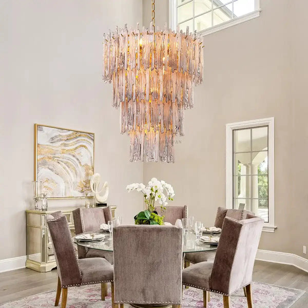 Saint Roch Modern Glass Chandelier Brass & Glass - Arialamps