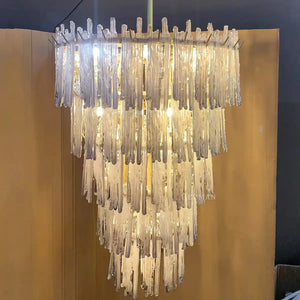 Saint Roch Modern Glass Chandelier Brass & Glass - Arialamps