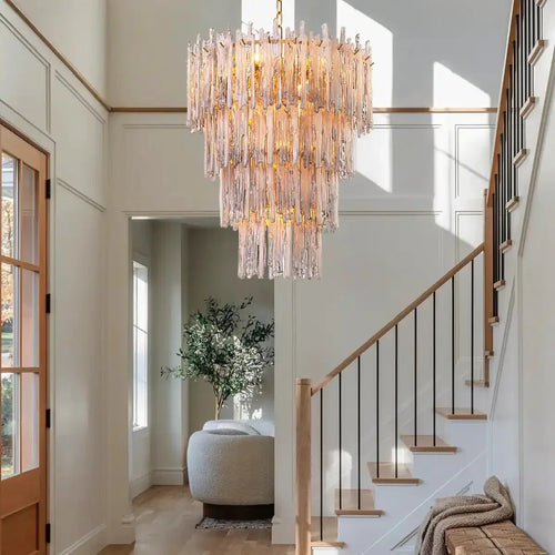 Saint Roch Modern Glass Chandelier Brass & Glass - Arialamps