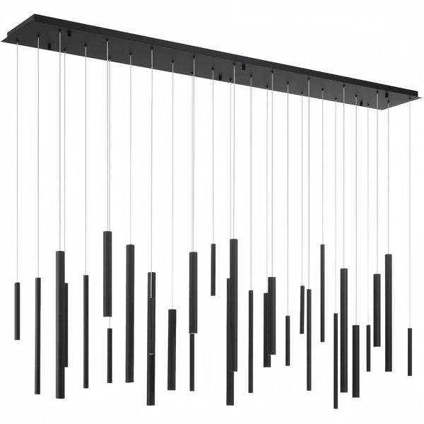 Santana Modern Linear Multi Light Pendant for Kitchen Island-70.75"L x 8.75"W x 1.25"H-Black-