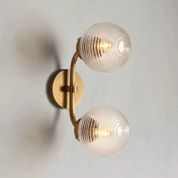Sayre Linear Glass Globe Two Head Wall Sconce - Arialamps