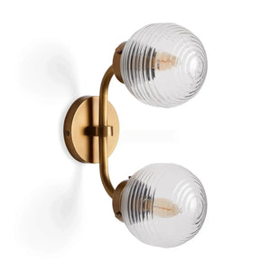 Sayre Linear Glass Globe Two Head Wall Sconce - Arialamps