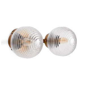 Sayre Linear Glass Globe Two Head Wall Sconce - Arialamps