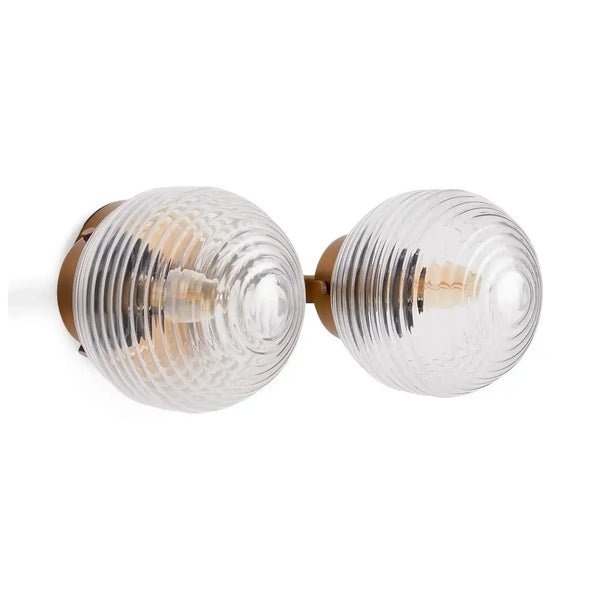 Sayre Linear Glass Globe Two Head Wall Sconce - Arialamps