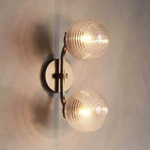 Sayre Linear Glass Globe Two Head Wall Sconce - Arialamps