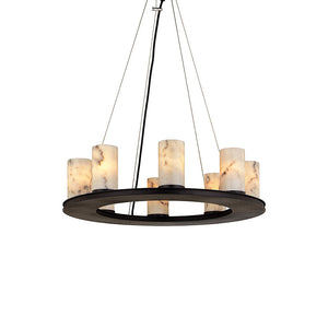 Scarlett Modern Round Industrial Candelabra Round Black Alabaster Chandelier Chandelier Kevin Studio Inc