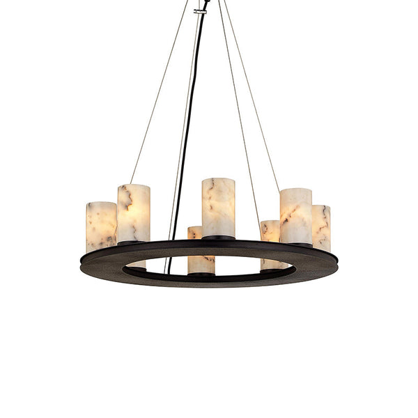 Scarlett Modern Round Industrial Candelabra Round Black Alabaster Chandelier Chandelier Kevin Studio Inc
