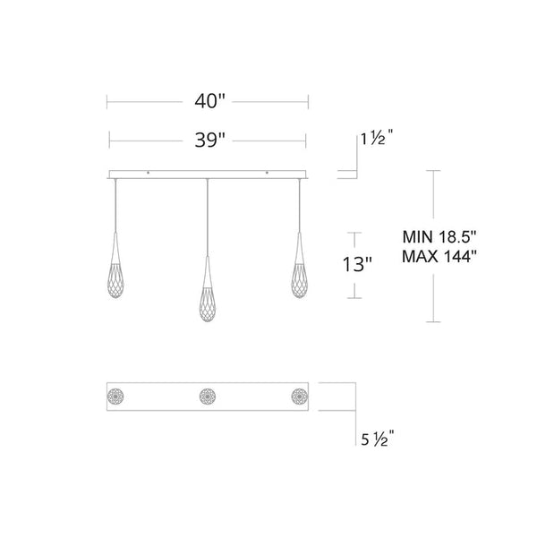 Hellebore Linear LED Multi Pendant Light