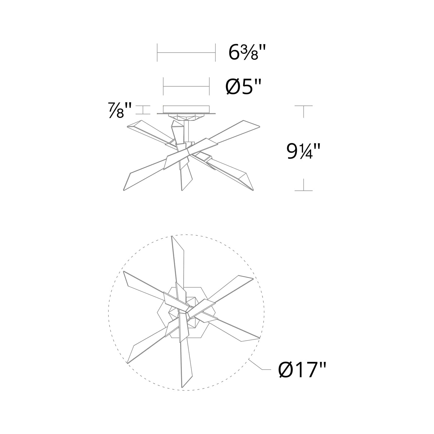 Solitude LED Semi Flush Mount Ceiling Light - line drawing.