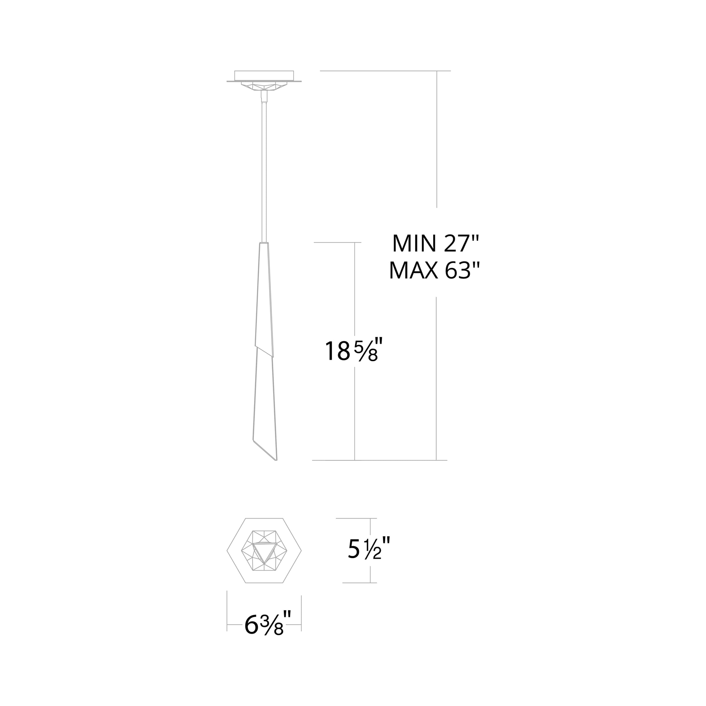 Solitude Mini LED Pendant Light - line drawing.