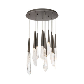 Solitude Round LED Multi Chandelier in Antique Nickel (15-Light).