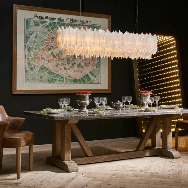 Selenite Layer Rectangular Chandelier - Arialamps