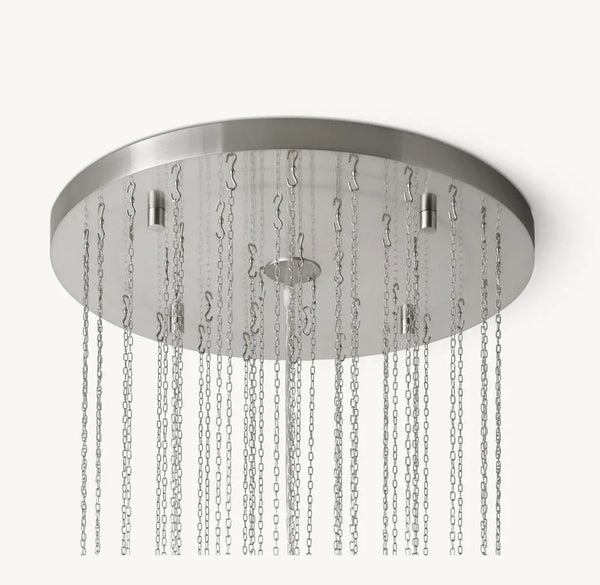 Chandelier with hanging chains on a white background