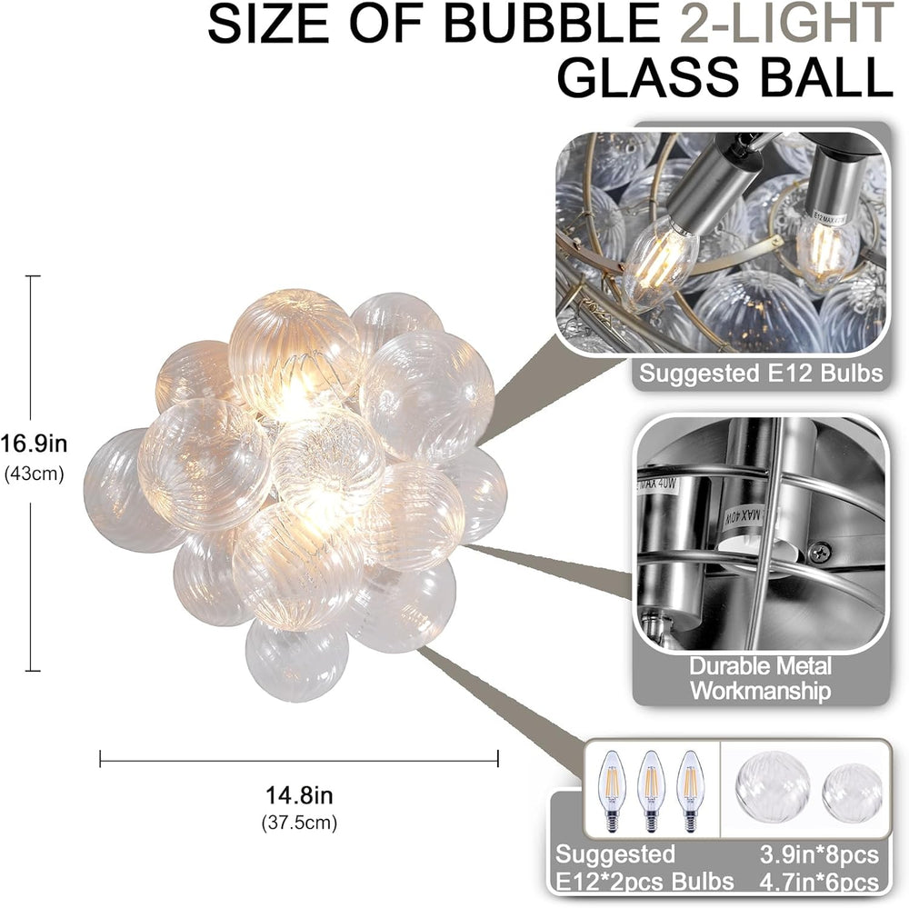 Silver 16.9" Swirl Glass Wall Sconce with E12 LED Bulbs