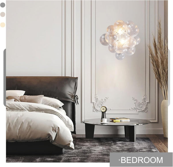 Silver 16.9" Swirl Glass Wall Sconce with E12 LED Bulbs