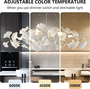 Silver Ceramic Ginkgo Leaf Branch Chandelier – 47.2" Brass Rectangle