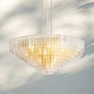 Sirena Smoke Round Chandelier 41" 52‘’ 65‘’-65-Satin Nickel-Clear