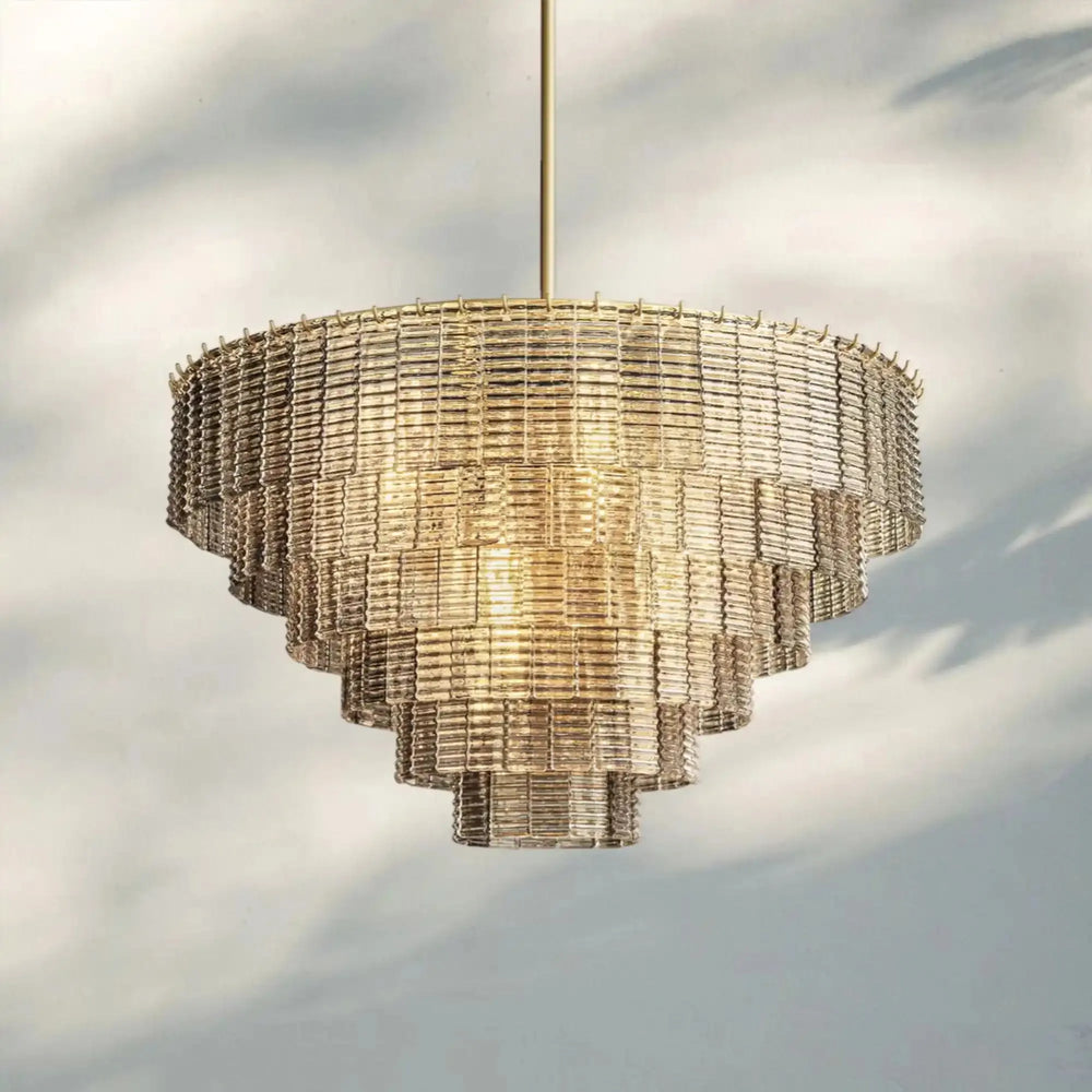 Sirena Smoke Round Chandelier 41" 52‘’ 65‘’-41''-Lacquered Brass-Clear