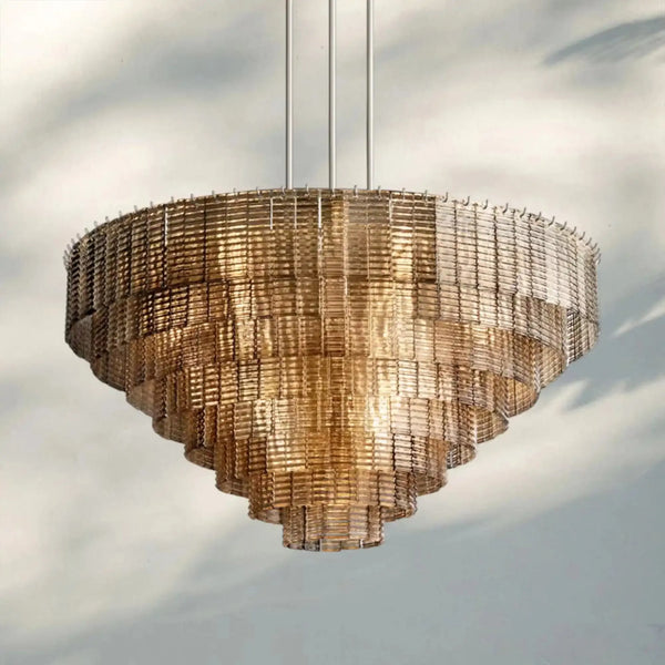 Sirena Smoke Round Chandelier 41" 52‘’ 65‘’-52''-Satin Nickel-Smoke