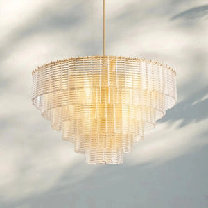 Sirena Smoke Round Chandelier 41" 52‘’ 65‘’-41''-Lacquered Brass-Clear