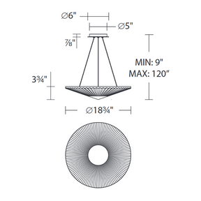 Aria S7219 Origami 1-lt 19" LED Pendant