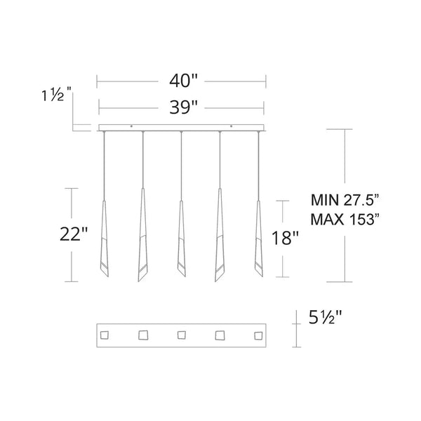 Solitude Linear LED Multi Pendant Light - Arialamps